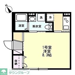 ベイルーム相模原 1Kの間取図画像