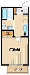 サンデリアーナ 1Kの間取図画像