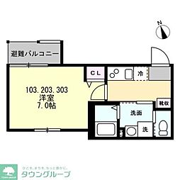 ベイルーム海老名ラフィネ 1Kの間取図画像