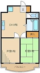 グリーンハイム桜台1 2DKの間取図画像