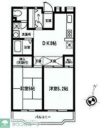 プランドールS 2DKの間取図画像