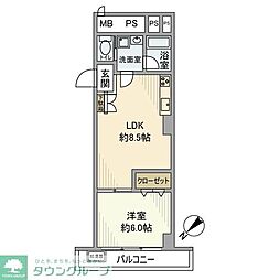 東海町田マンション 1LDKの間取図画像