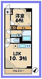 アルバ2 1LDKの間取図画像