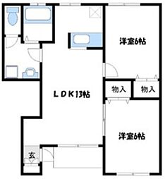 ルージュパルテールA 2LDKの間取図画像