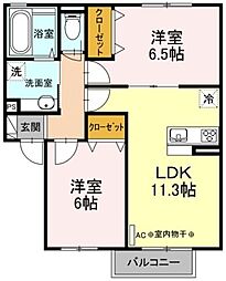 プラシード 2LDKの間取図画像