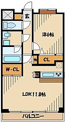 プリムヴェール 1LDKの間取図画像