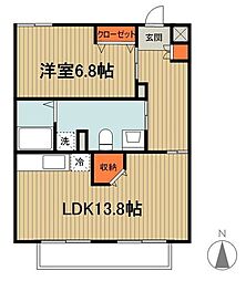 オルト・ケイ2 1LDKの間取図画像