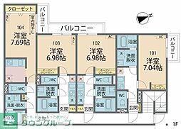 相模原市緑区橋本5丁目アパート 1Kの間取図画像