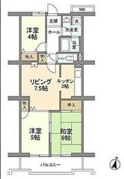 コーポレート中央林間1号棟 3LDKの間取図画像