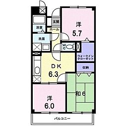 アクア・プレリー 3DKの間取図画像