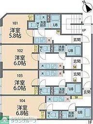 カインドネス相模原 1Kの間取図画像