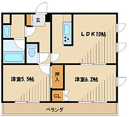 オークウッド2 2LDKの間取図画像