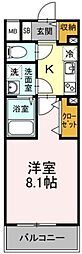 D-room早稲田 8階1Kの間取り