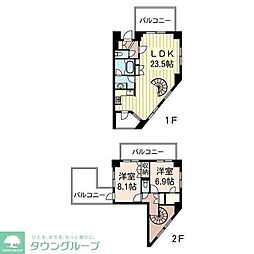 エスティメゾン北新宿 2LDKの間取図画像
