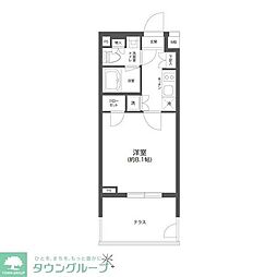GRANPASEO四谷若葉 1Kの間取図画像
