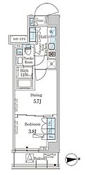 ParkAxis市谷加賀町 1DKの間取図画像
