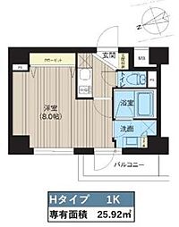 レクシード神楽坂 1Kの間取図画像