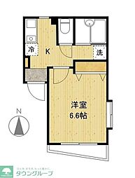 マリンコート 1Kの間取図画像
