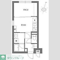 新宿区新小川町マンション 1DKの間取図画像