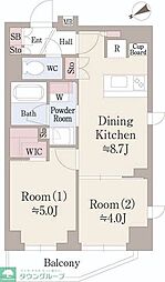 パークアクシス落合東中野 2DKの間取図画像