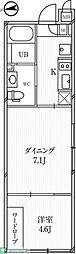 ルクレ高田馬場 2Kの間取図画像