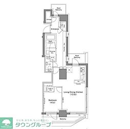 ザ・パークハビオ神楽坂香月 1LDKの間取図画像