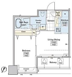 レジディアタワー上池袋タワーサイド 1LDKの間取図画像