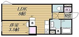 エルファーロ中野新井薬師IV 1LDKの間取図画像