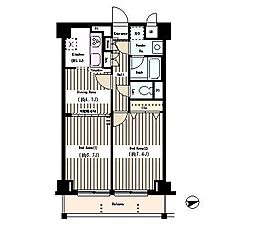 アミカルエフ 2DKの間取図画像