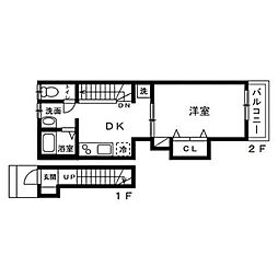 インパクトパレス 1Kの間取図画像