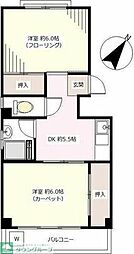 カーサ北新宿 2DKの間取図画像
