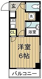 早稲田桜並木Ave 1Kの間取図画像