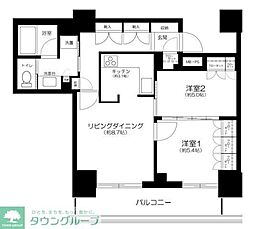 ライオンズ四谷タワーゲート 2LDKの間取図画像
