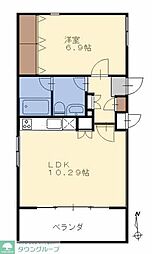 オアシスB 1LDKの間取図画像