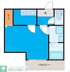 リバーパークミサト 1Kの間取図画像