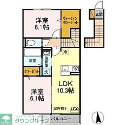 イースト・ヴィラ2 2LDKの間取図画像