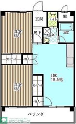 高橋ハイツ 2LDKの間取図画像