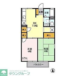 パレスエビハラ 2DKの間取図画像