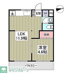 六高ハイツ 1Kの間取図画像