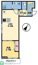 メゾン・ドゥ・アッシュ柏II 1LDKの間取図画像