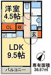 サンハイム三郷 1LDKの間取図画像