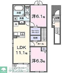 西白井4丁目アパート(028573101) 2LDKの間取図画像