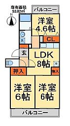シテイハイツ新松戸 3LDKの間取図画像