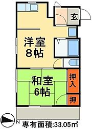 川村ハイム 1DKの間取図画像