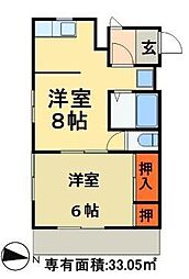 川村ハイム 1DKの間取図画像