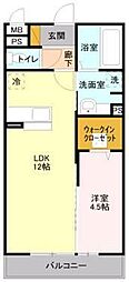 ヘリオス吉川美南ガイア 1LDKの間取図画像