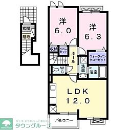 リッシュヒルズ柏の葉1 2LDKの間取図画像