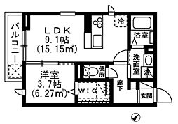 ラインハット 1LDKの間取図画像