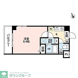 Kレジデンス柏 1Kの間取図画像