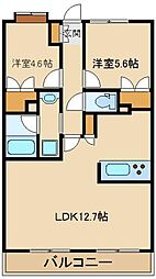 サングレース武蔵野 6階2LDKの間取り